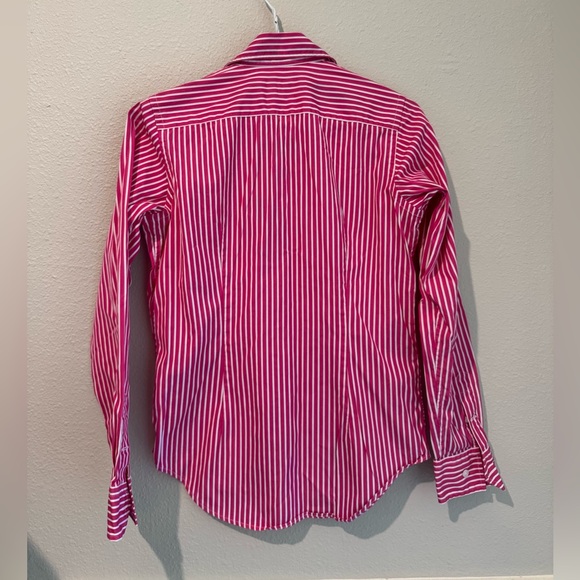 Ralph Lauren Sport Women's Pink and White Striped Collared Shirt - Picture 4 of 5